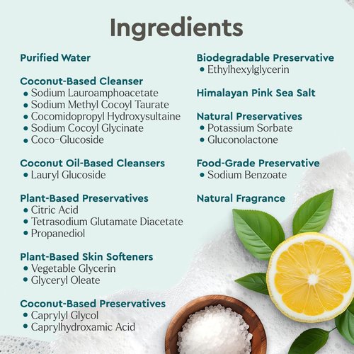 Puracy Body Wash Refill - Natural Moisturizing Shower Gel for All Skin Types | 48 Oz, Citrus & Sea Salt Scent