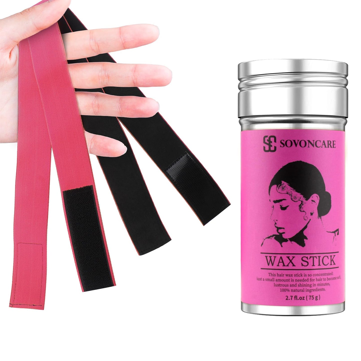 Hair Wax Stick with Lace Melting Band for Wigs and Edge Control, Flyaway Slick Styling Wax (1+2 Pcs)