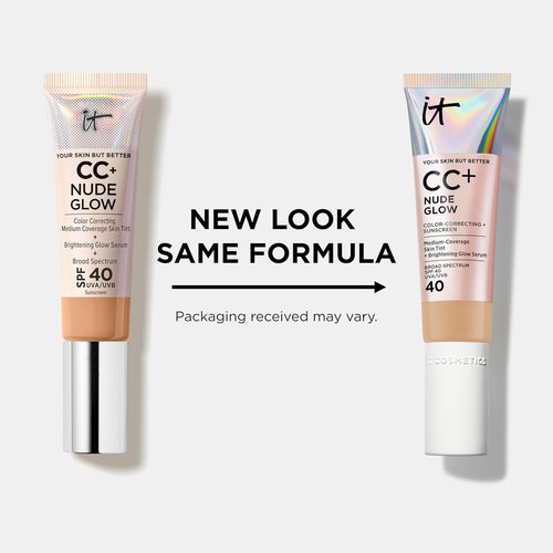 IT Cosmetics CC+ Nude Glow Foundation - Medium Coverage with SPF 40 & Brightening Serum, 1.08 fl oz