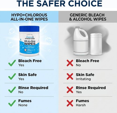 Hypochlorous Acid Wipes | Non-Toxic 200-Count Cleaner for Skin, Baby, Pet, Home & Gym - Bleach-Free