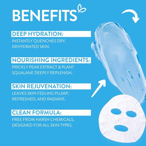 By Nature 2% Hyaluronic Acid Face Mask - Hydration Boost for Dry & Sensitive Skin | Pack of 12