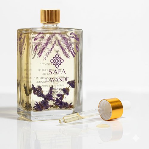 SAFA Lavender Oil - Multi Purpose Essential Body Oil – After Shower Body Oil – Pure Organic Lavender Oil for Face, Hair & Nails- Long Lasting Fragrance – Ideal Gift for Women - Alc Free (4 Fl Oz)