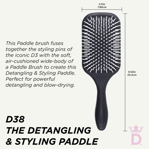 Denman Detangling & Styling Paddle Brush – Wet or Dry Hair Detangler & Styler for Curly, Coily, Straight, Thick & Long Hair – Ideal for Women & Men