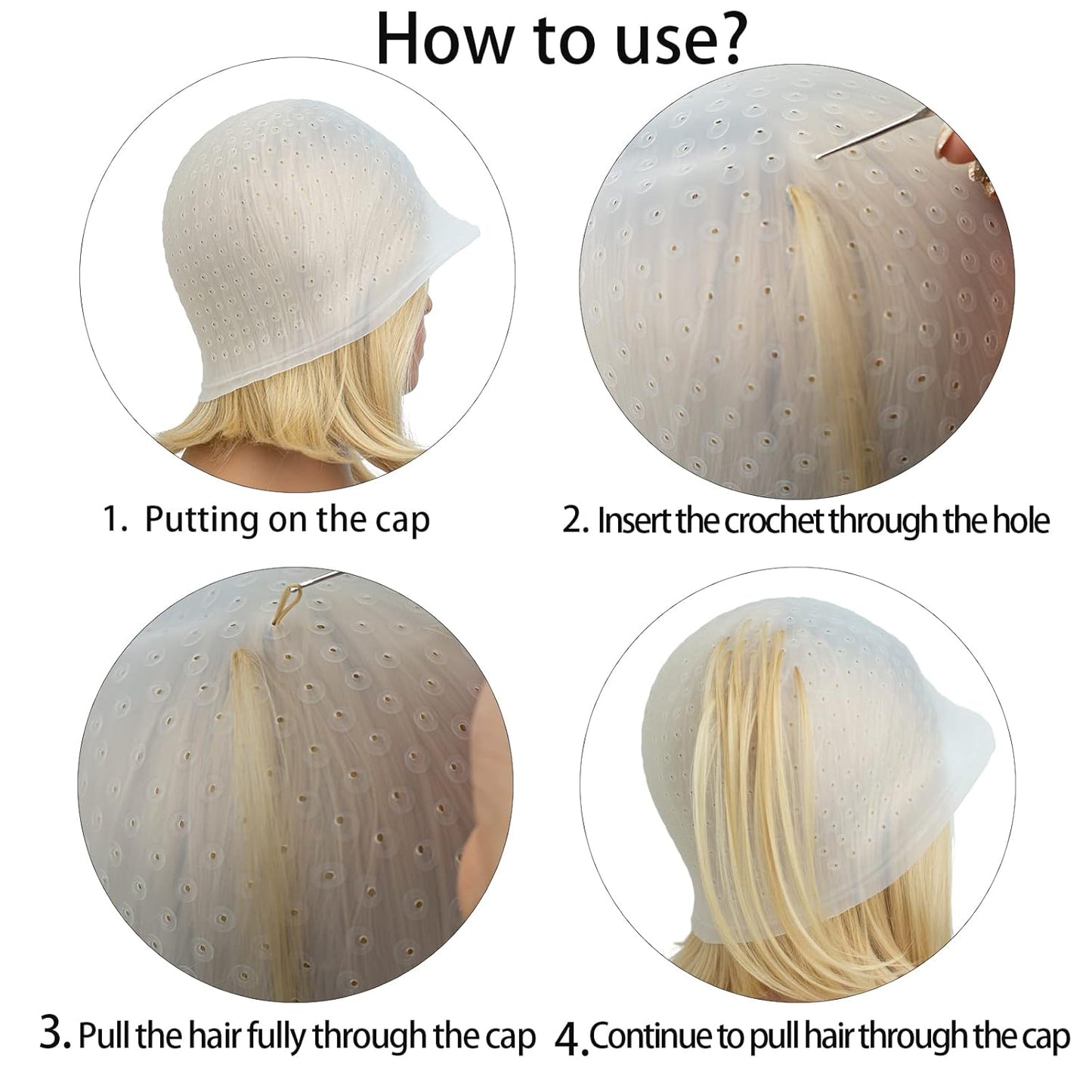 Skiennix Silicone Highlight Cap Set - Professional Reusable Hair Coloring Tool with Hook | Unisex