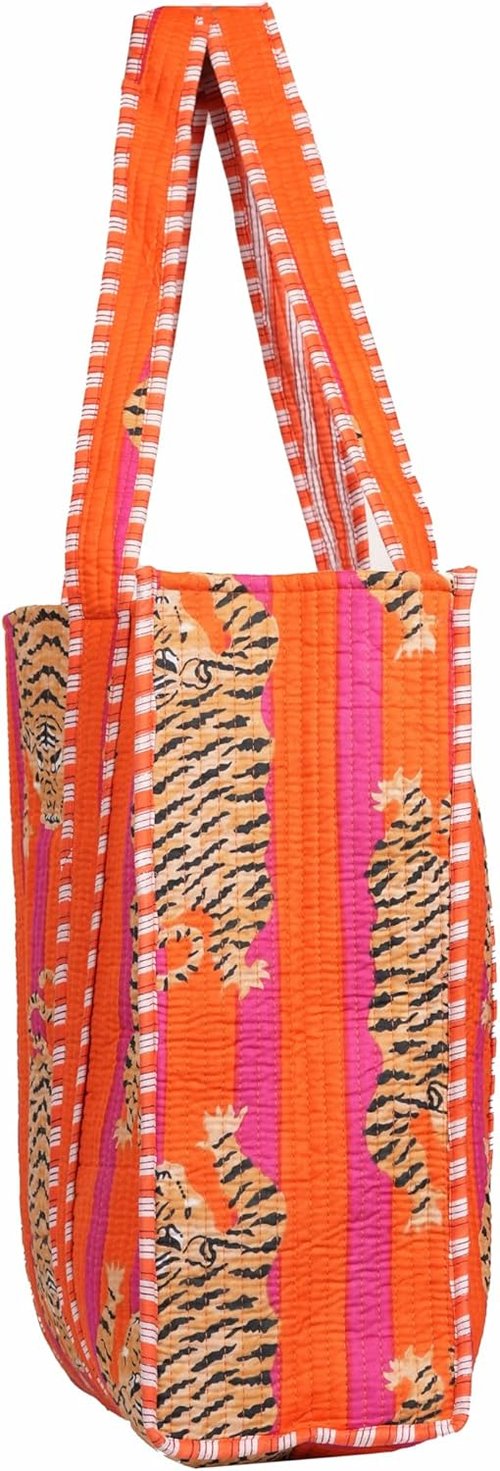 INDACORIFY Cotton Printed Tote Bag - Handmade Ethnic Design for Women | Stylish Daily Use Shopping Bag