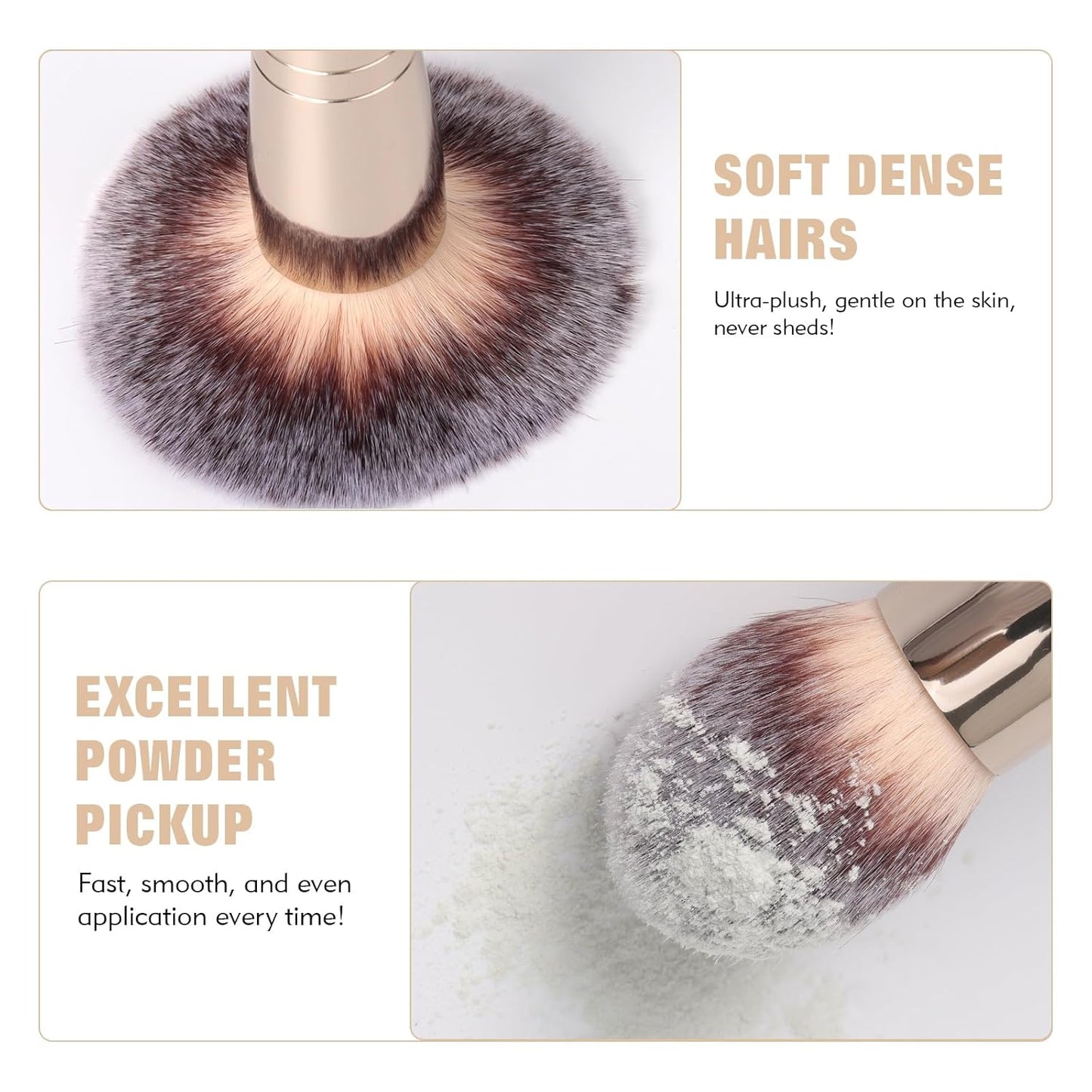 Skiennix Foundation Makeup Brushes - 2-Piece Premium Dual-Ended Set for Liquid & Powder Blending