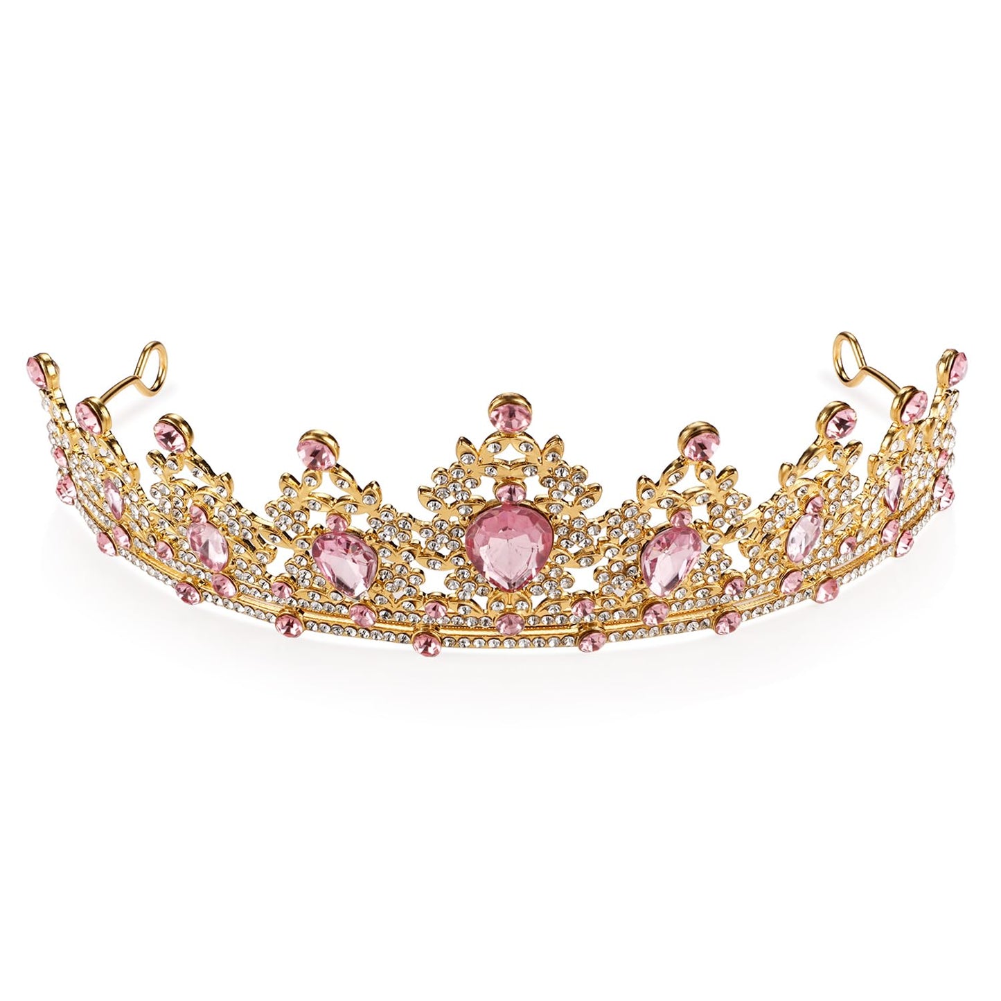 Pink Crown Princess Tiara Queen Bridal Headband Birthday Valentines Gift Hair Halloween Women Cosplay Pageant Costume Bride Headpiece Prom