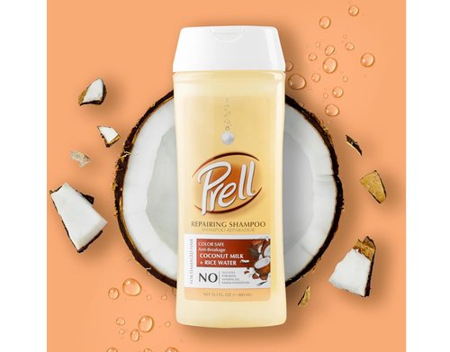 Prell Coconut Milk + Rice Water Shampoo - Color Safe Anti-Breakage Repair for Damaged Hair | 13.5 fl. oz (Pack of 2)