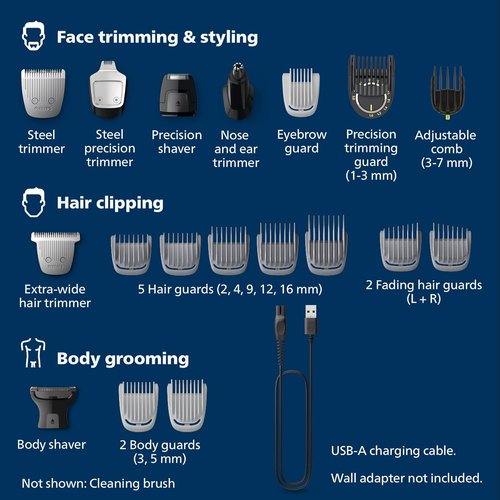Philips Norelco Multigroom Series 9000 - 21-Piece Men's Grooming Kit with Premium Storage Case | Beard, Body & Face Trimmer