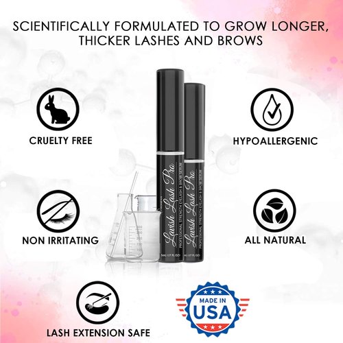 Pronexa Hairgenics Lavish Lash Pro - Professional Eyelash & Eyebrow Growth Serum | 5mL, 6-Month Supply with 20+ Active Ingredients for Fuller Lashes & Brows