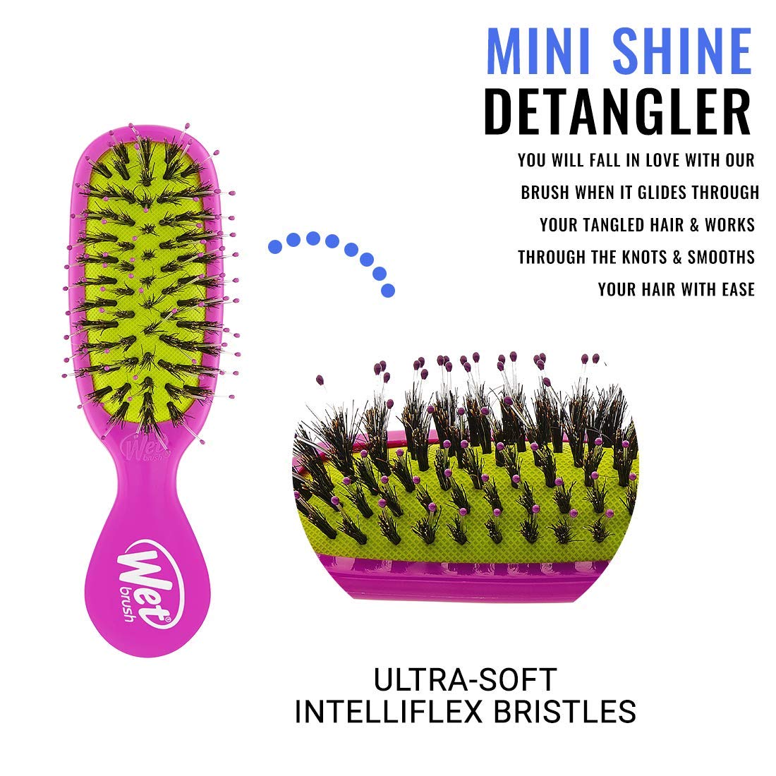 Wet Brush Mini Shine Enhancer Brush, Purple - Exclusive Ultra-soft IntelliFlex Bristles With Natural Boar Bristles for Shiny, Smooth Hair - For All Hair Types, Women and Men