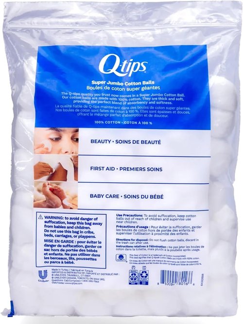 Q-tips Cotton Swabs 300 Count - Jumbo Cotton Balls 100 Count | Essential for Home, First Aid & Beauty