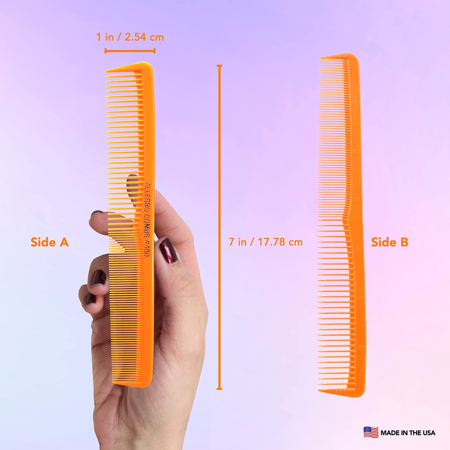 Allegro Combs 400 Barber Combs Cutting Combs All Purpose Combs 12 Pk. (Neon Mix)