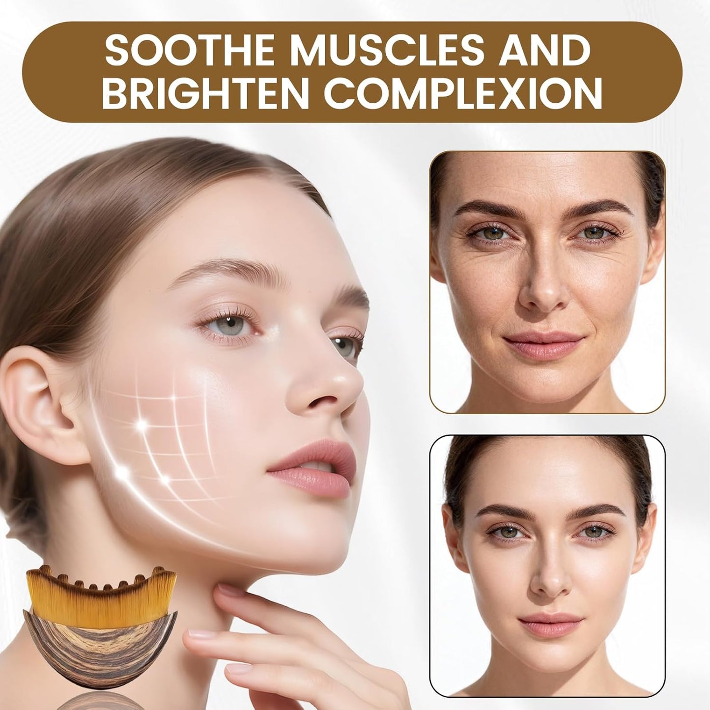 Skiennix Lymphatic Drainage Face Brush - Sculpt Jawline & Reduce Puffiness | 2 Pack for Glowing Skin