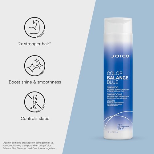 Joico Color Balance Blue Shampoo - Eliminate Brassy Tones & Boost Vibrancy | For Lightened Brown Hair | UV Protection