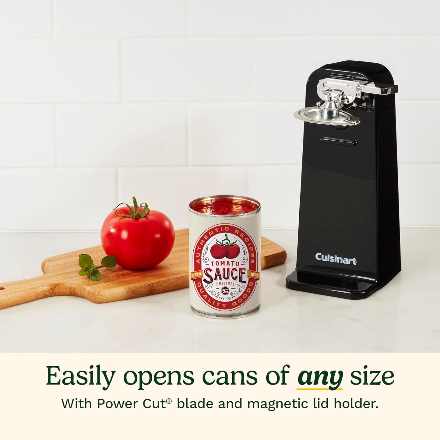 Cuisinart Deluxe Electric Can Opener, Single-Touch Automatic Can Opener, Easy-Clean Detachable Cutting Lever, Nonslip Base, CCO-50BKN, Black