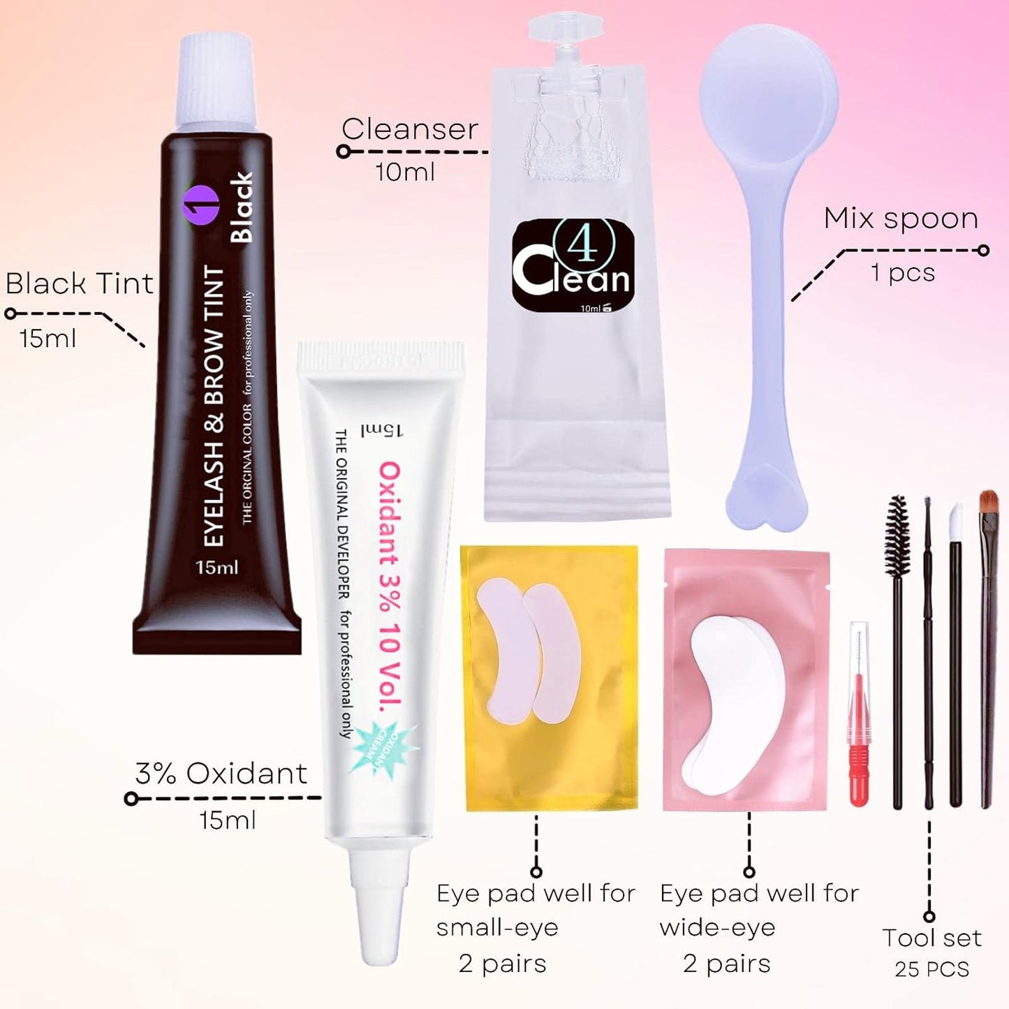 Skiennix Black Lash Tint Kit - Keratin Eyelash & Eyebrow Dye for Voluminous 6-Week Tint
