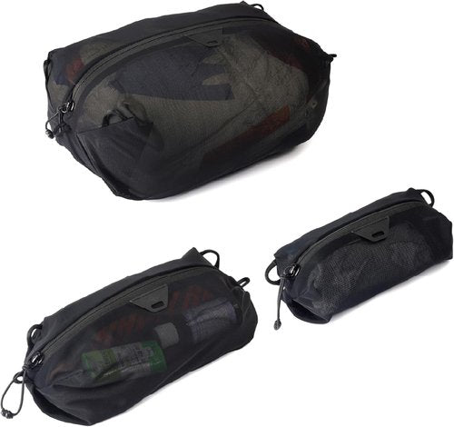 Peak Design Ultralight Packing Cube Bundle - Black Stretchy Mesh Travel Organizers | Zippered with Strap Attachments, Sizes XXS, XS, S