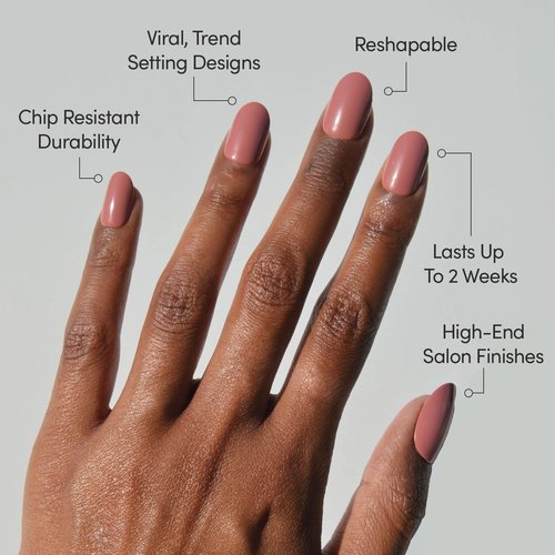 Glamnetic Press On Nails - Short Round Fake Nails, Muted Mauve Purple Nails, Mauve Mood | 12 Sizes - 30 Nail Kit with Glue | Gift for Mom