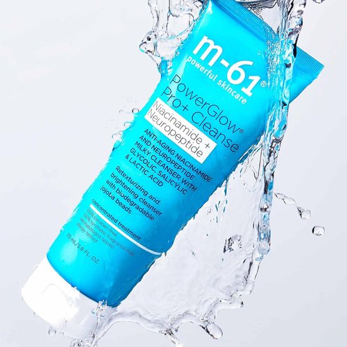 M-61 PowerGlow Pro+ Cleanse - Deep Cleansing Exfoliating Face Wash | AHA & BHA Complex | Milky Gel With Jojoba Beads | Sulfate-Free | 4 Fl. Oz