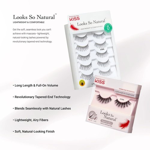 KISS So Wispy False Eyelashes - 12mm Reusable Lash Clusters | Includes 5 Easy-to-Apply Pairs