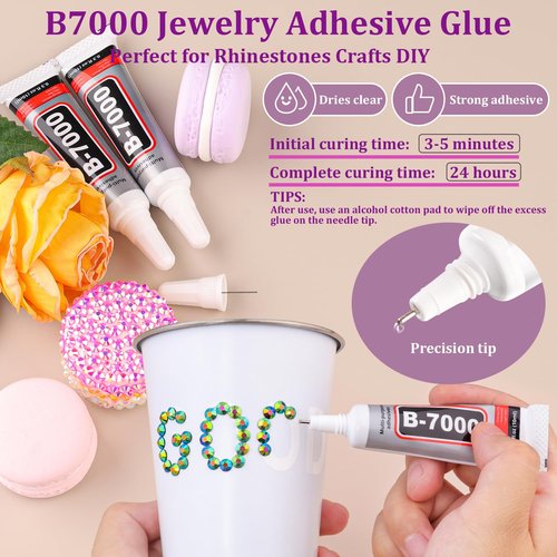 Resin Jelly Rhinestones for Crafting with B7000 Jewelry Glue, 1 Box Emerald Black Flatback Crystal with 3Pcs 10ml Glue, Bedazzling Non Hotfix Gems for DIY Tumblers Clothing Shoes Manicure