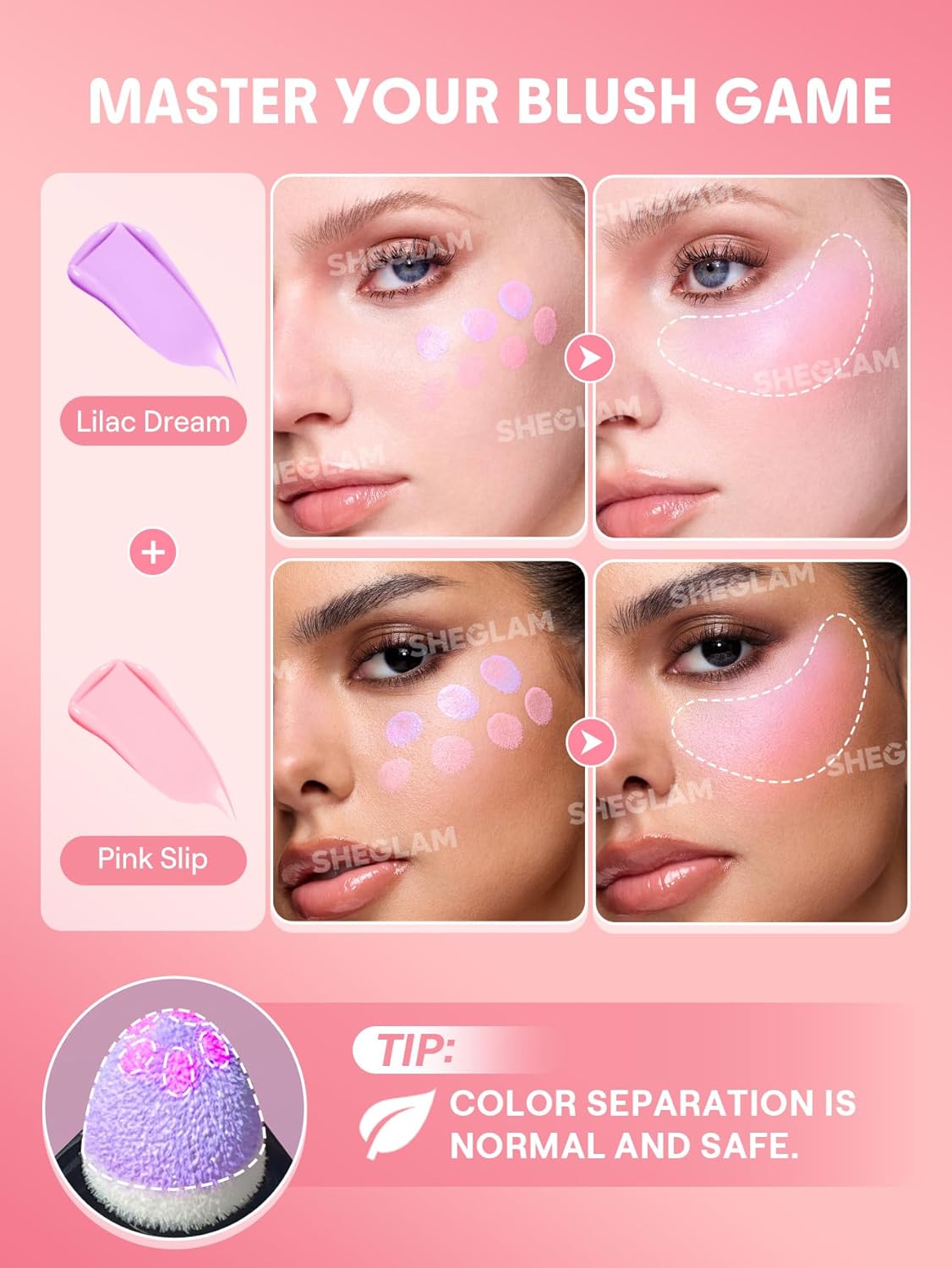 SheGlam Color Bloom Liquid Blush | Vibrant Pink Slip for Flawless Cheeks