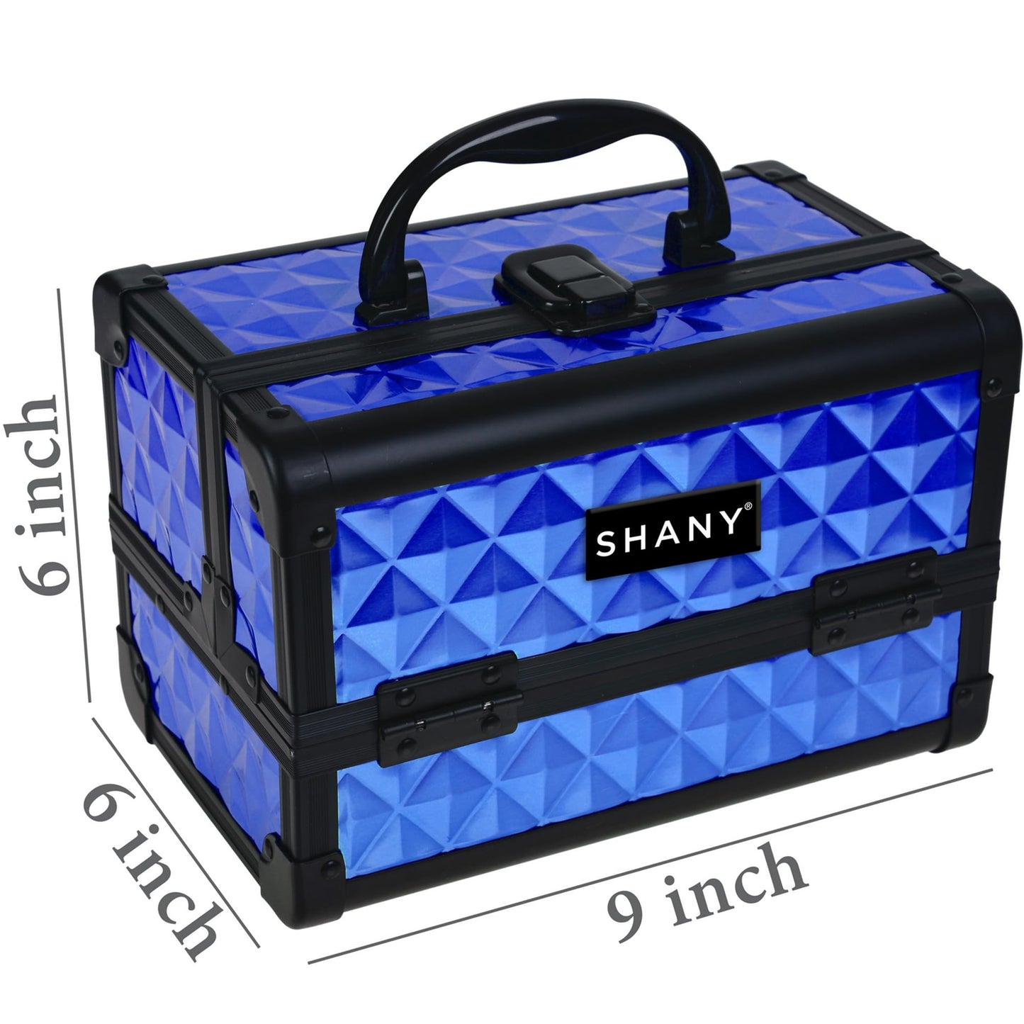 SHANY Chic Makeup Train Case Cosmetic Box Portable Makeup Case Cosmetics Beauty Organizer Jewelry storage with Locks, Multi trays Makeup Storage Box with Makeup Mirror - Peacock Blue
