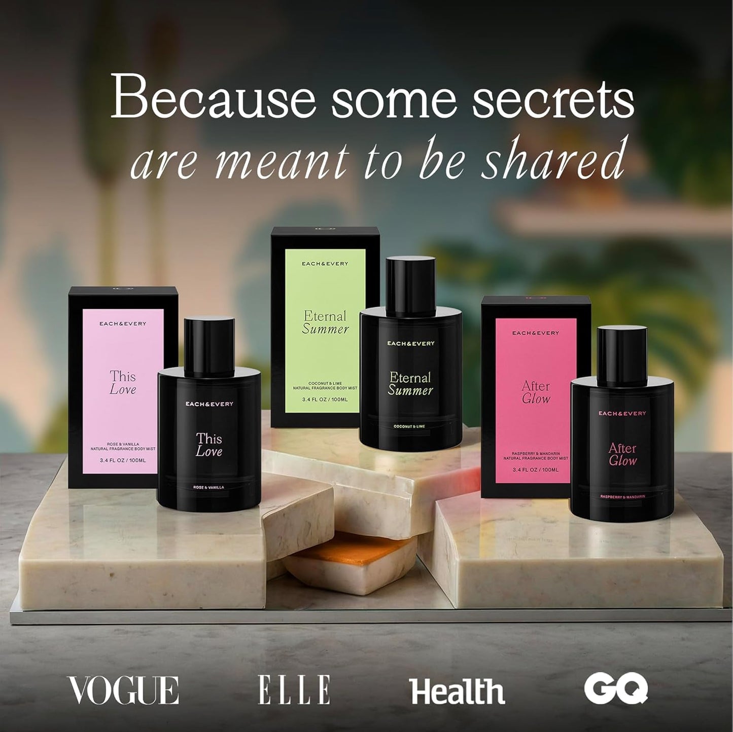 Each & Every Hair and Body Mist - 100% Natural Vegan Fragrance Spray | After Glow Scent (Raspberry & Mandarin)
