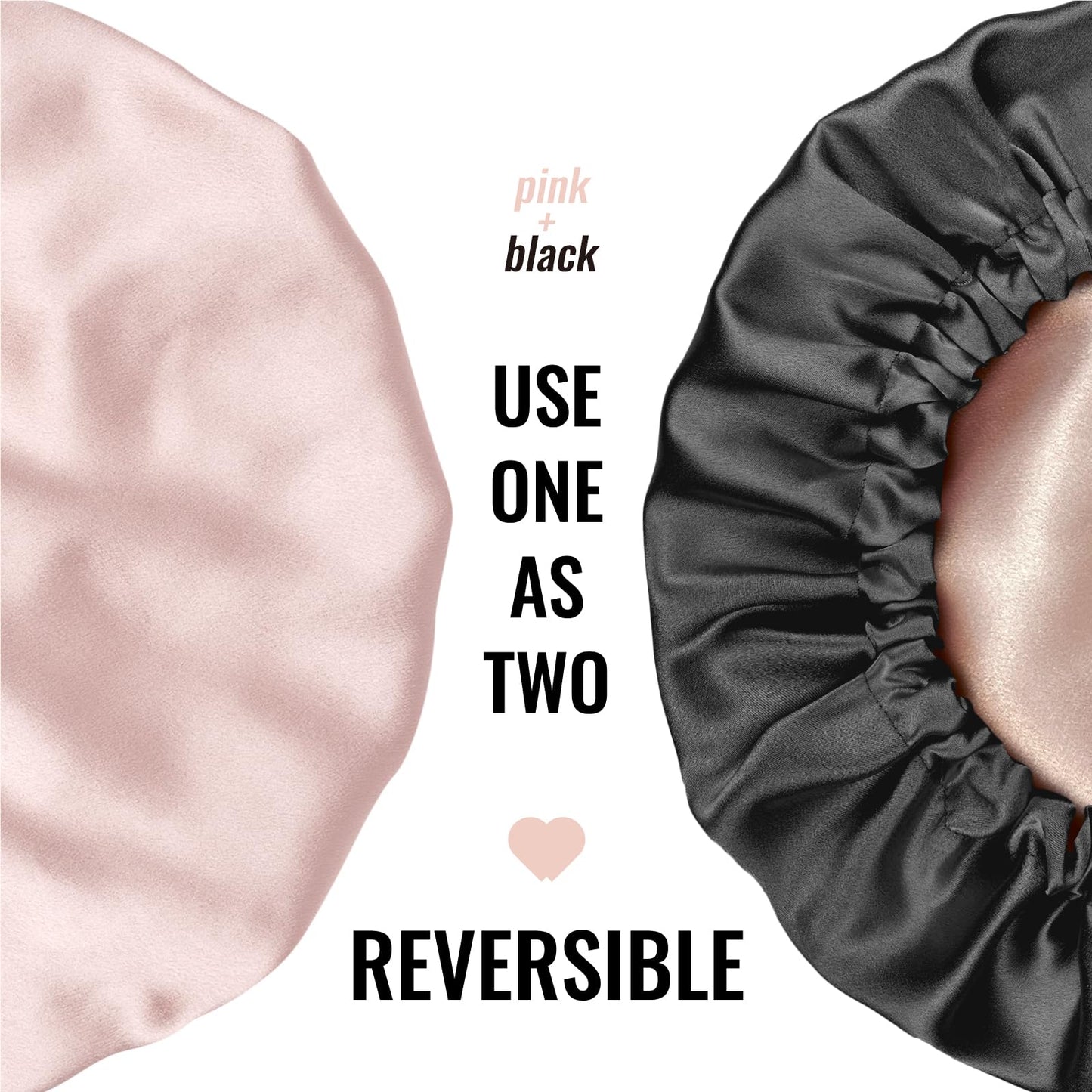 PARISBELLA Reversible Smooth As Silk Satin Bonnet For Sleeping, Adjustable Satin Sleep Cap for Curly Hair, Chic Satin Hair Wrap With Scrunchy, Pale Pink, Large, Pack of 1