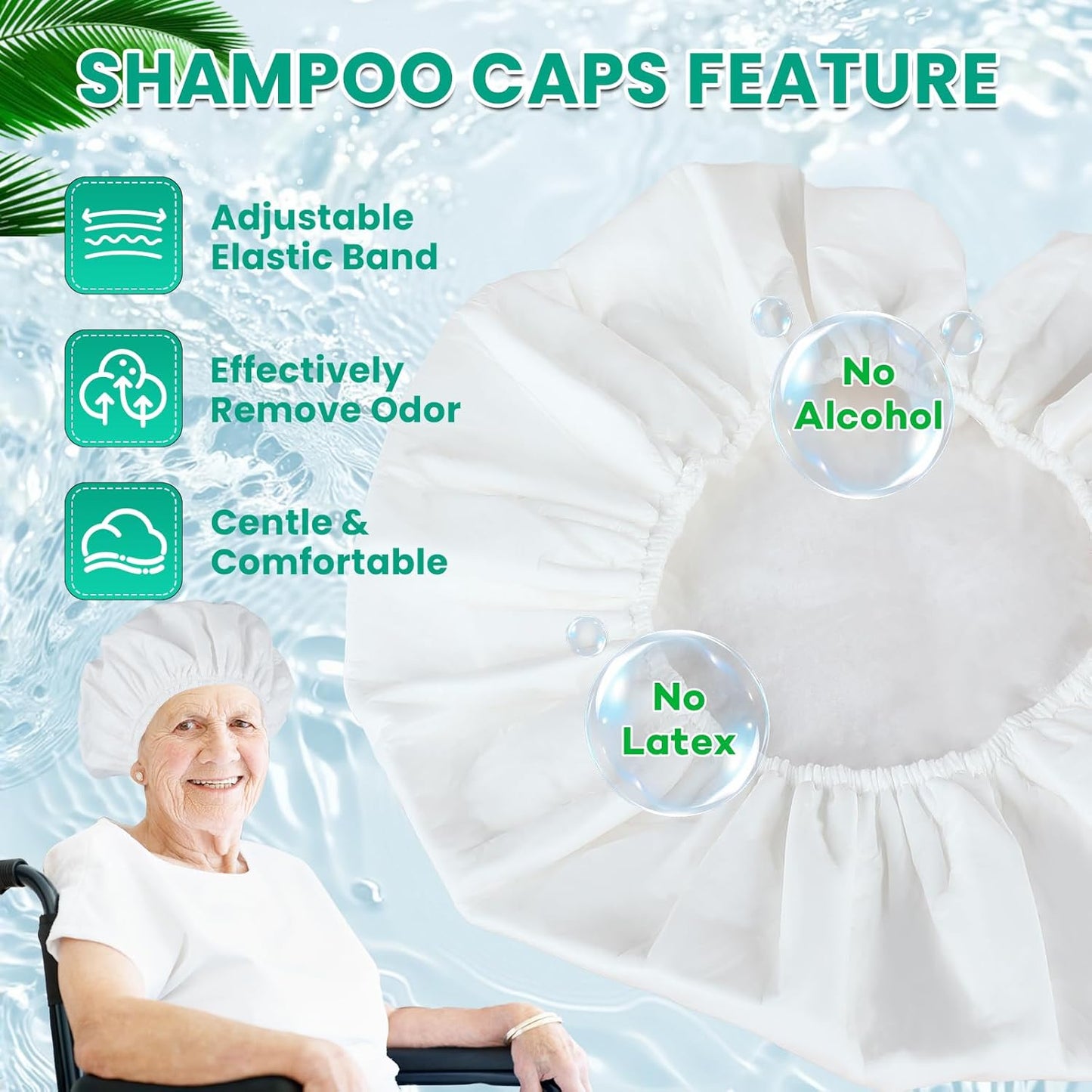 Skiennix Shampoo Caps - No Rinse Waterless Hair Wash for Bedridden Patients | 6 Pack