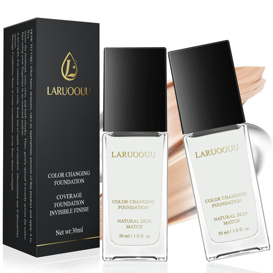 Skiennix 4-In-1 Color Changing Foundation - Long-Lasting, Waterproof, Lightweight | Medium to Full Coverage, Natural Look (2-Pack)