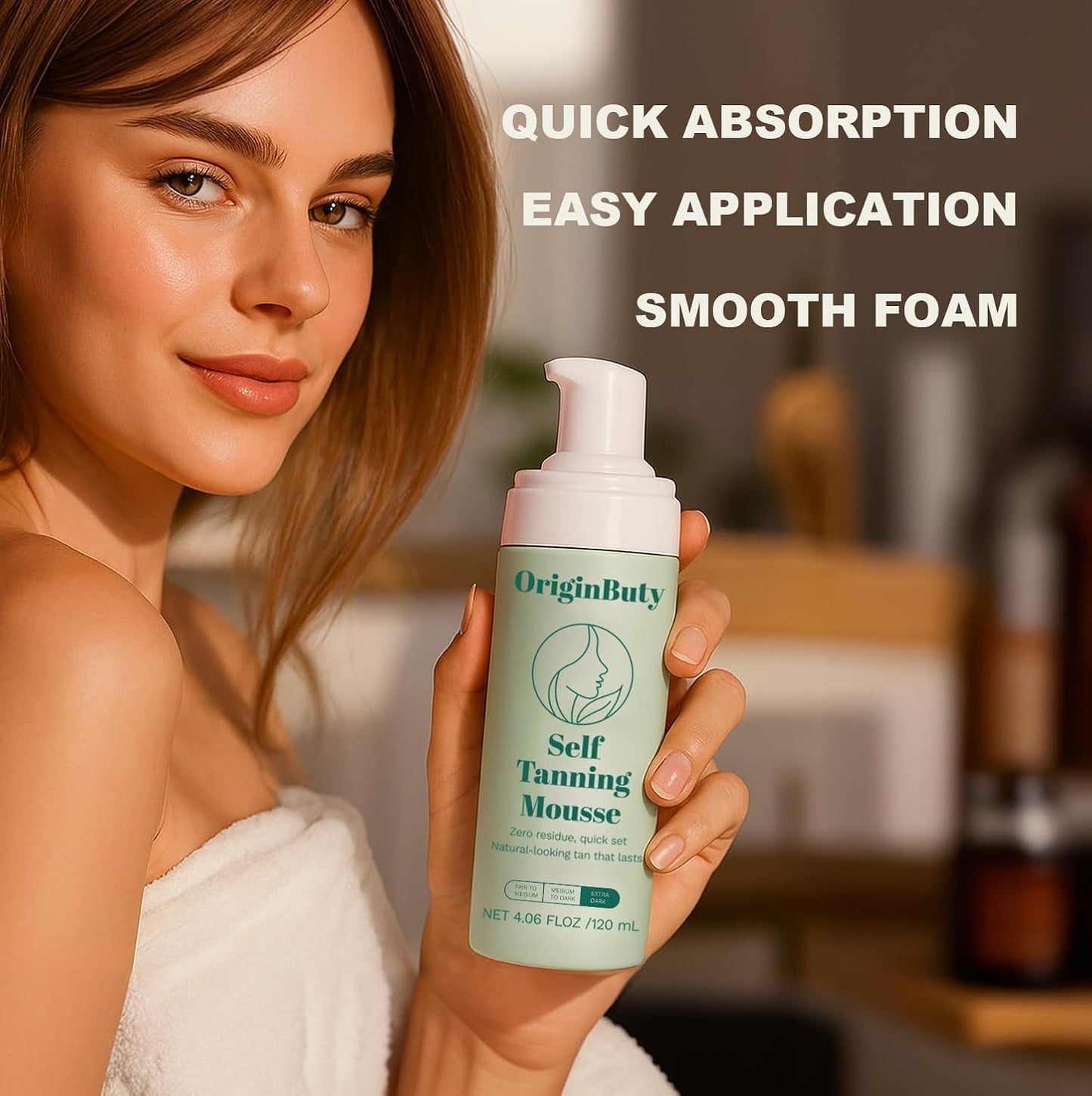 Skiennix Self Tanner Mousse - Streak-Free, Fast-Drying Sunless Tanning Foam | 2 Pack, Dark, 120ml