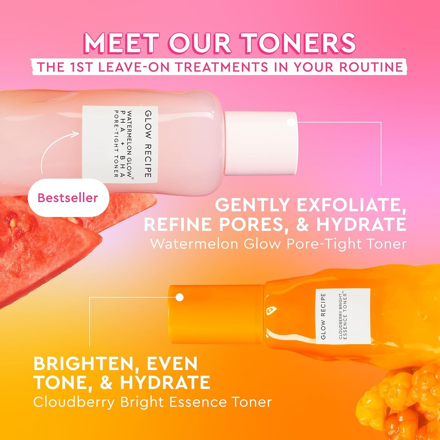 Glow Recipe Cloudberry Brightening Essence Toner - Hydrating Rice Water & 5% Glycerin, Even Tone (75ml)