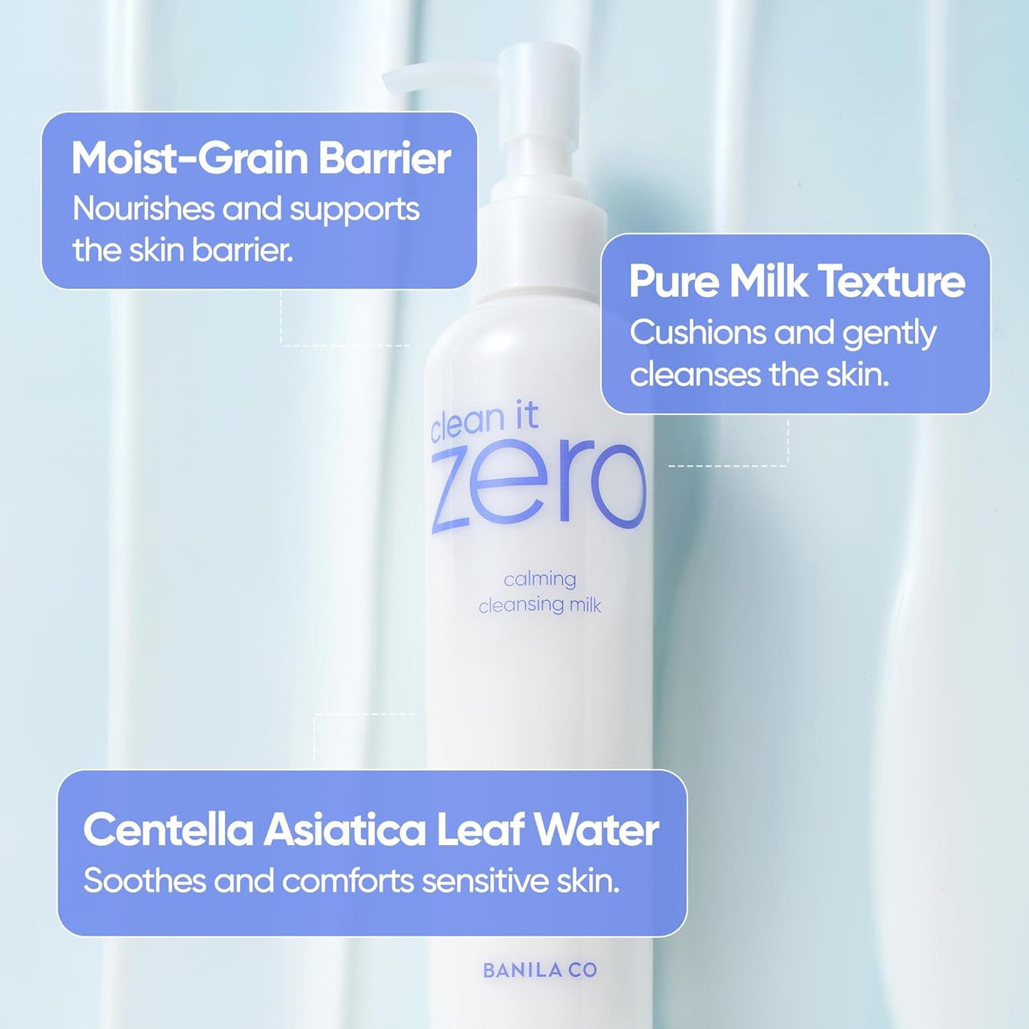 BANILA CO Clean It Zero Calming Cleansing Milk - Vegan Makeup Remover for Sensitive Skin | Oat & Rice Protein, Centella Asiatica (200ml / 6.76 fl oz)