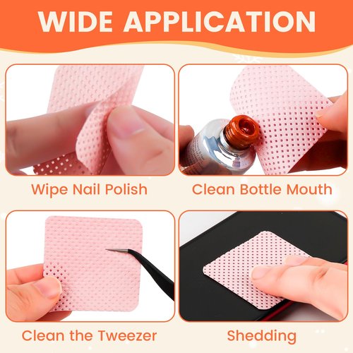 Corconess 400PCS Lint Free Nail Wipes with Dispenser - Gel Nail Polish Remover Wipes with Acetone Dispenser,Lash Extensions Glue Cleaning Wipe with 1PCS Empty Pump Dispenser Bottle Nail Supplies