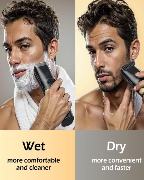 ENSSU Beard Trimmer - Rechargeable Electric Trimmer with Auto-Vacuum & Adjustable Length Dial | Waterproof, 1-20mm