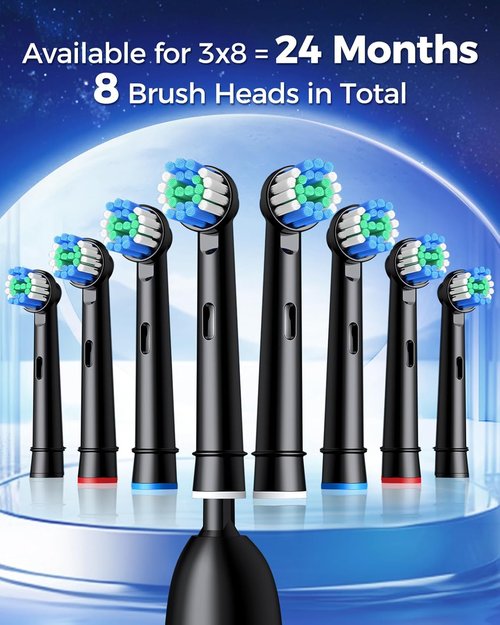 Rotating Electric Toothbrush - 8 Brush Heads, 3 Modes, Rechargeable with Smart Timer & 45-Day Battery Life