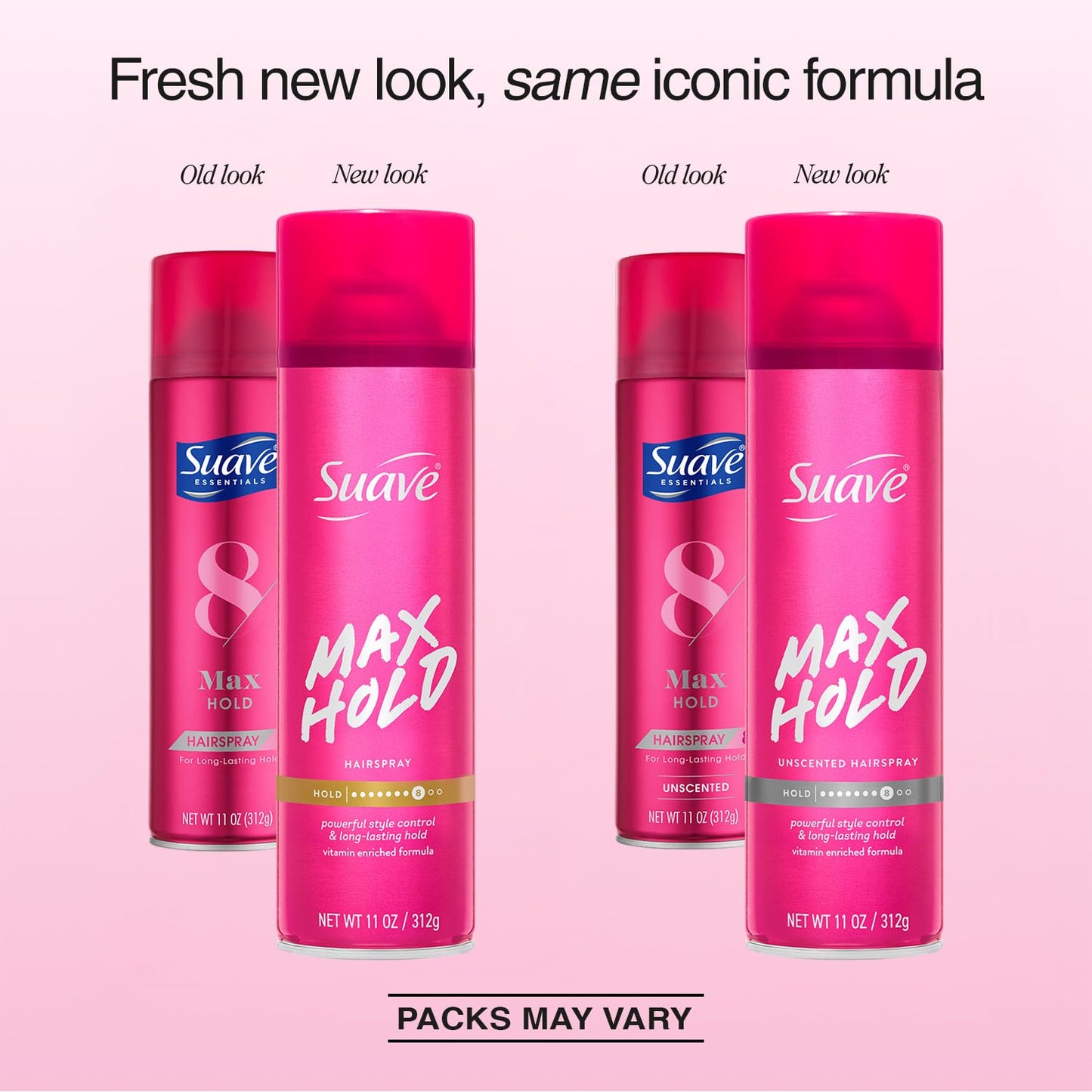 Suave Hairspray Max Hold Variety 2-Pack, Unscented & Scented Formulas – Aerosol Hairspray, 11 Oz Ea.