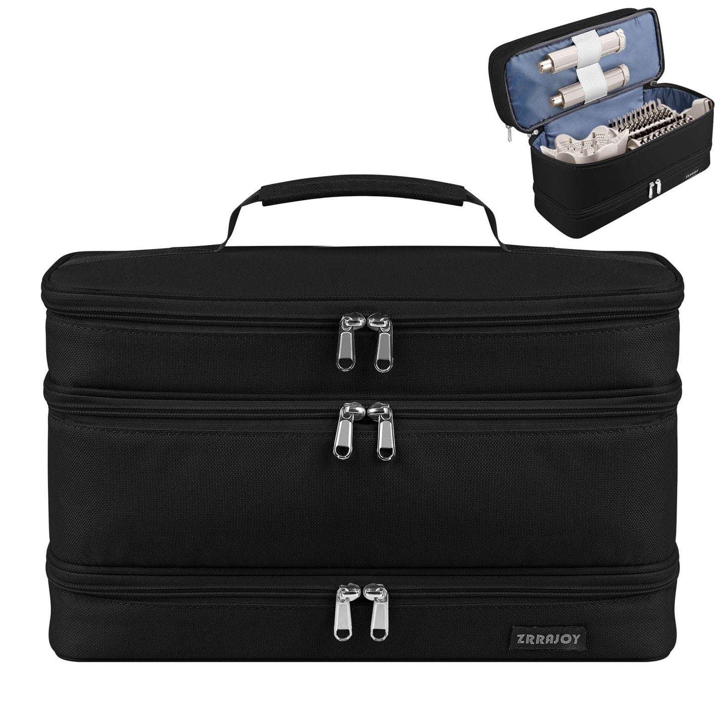 ZRRAJOY 3 Layers Storage Case For Shark Flexstyle, Travel Carrying Case For Shark 430/440 Flexstyle, Organizer Bag For Shark Flexstyle/Dyson Airwrap Styler Attachments(Black02)