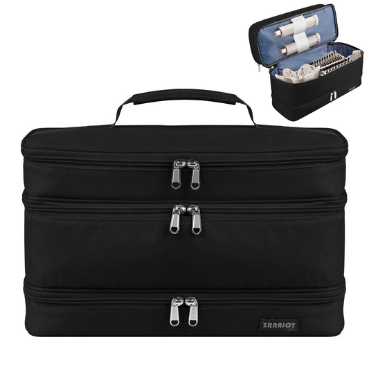 ZRRAJOY 3 Layers Storage Case For Shark Flexstyle, Travel Carrying Case For Shark 430/440 Flexstyle, Organizer Bag For Shark Flexstyle/Dyson Airwrap Styler Attachments(Black02)