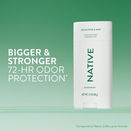Native Aluminum-Free Deodorant - Eucalyptus & Mint | 72-Hour Odor Control Stick, 3.1 oz for Men & Women