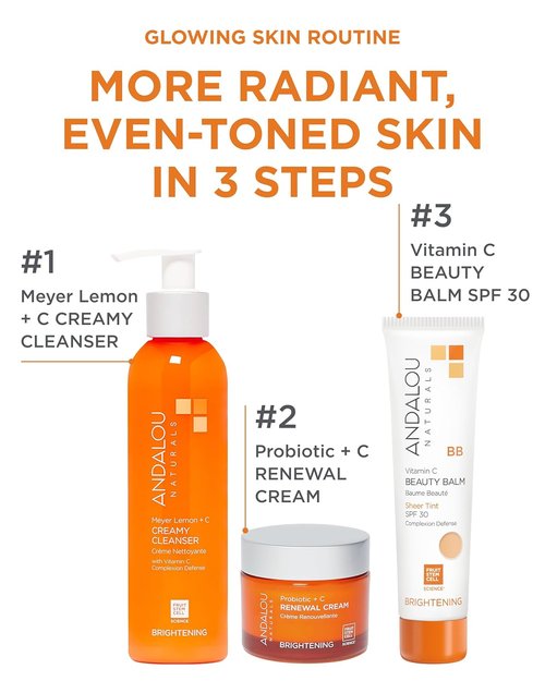 Andalou Naturals Vitamin C BB Beauty Balm SPF 30 - Sheer Tint 2-in-1 BB Cream & Mineral Sunscreen - 2 fl oz