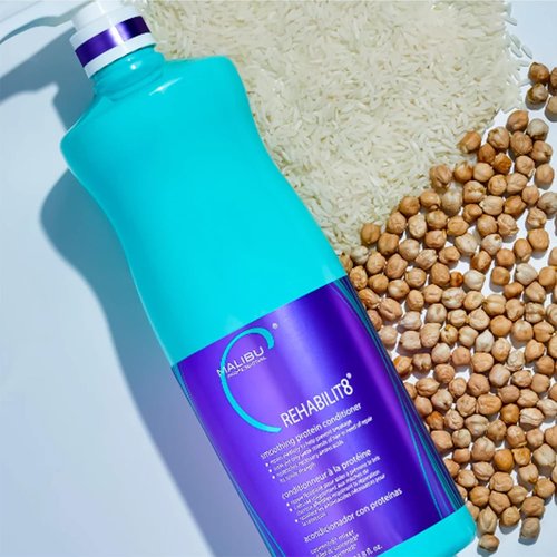 Malibu C REHABILIT8 Smoothing Protein Conditioner - Hydrating Formula to Replenish Hair Protein & Prevent Breakage - 10 Fl Oz