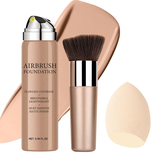 Skiennix Airbrush Foundation Makeup Spray - Long-Lasting Waterproof Full Coverage, Natural Matte Finish, 2.36oz