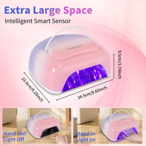Kikugu Professional Rechargeable UV LED Nail Lamp,96W Cordless UV Light for Gel Nails with Metallic Reflector & Metal Base, Fast Curing Lamp Manicure,Pedicure,Ideal for Nail Salon(Orange Purple)