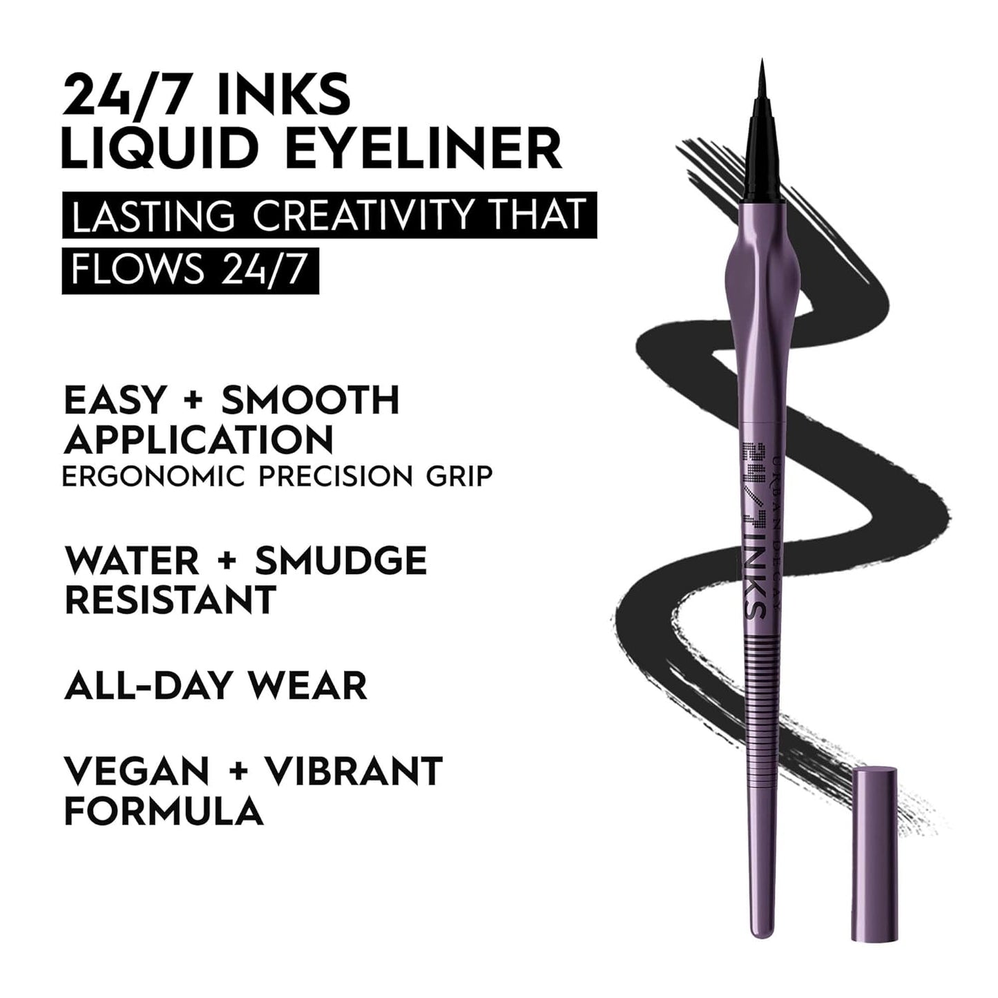 Urban Decay 24/7 Inks Liquid Eyeliner Pen - Water-Resistant, Smudge-Resistant, Fine Tip Graphic Liner in Bold Colors - 0.01 fl oz