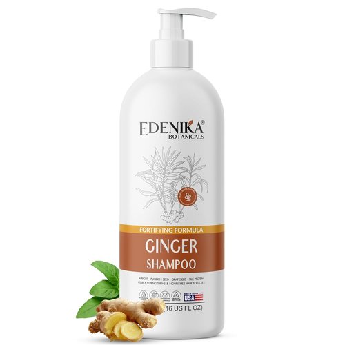 Edenika Botanicals Ginger Root Shampoo - Fortifying Biotin Formula for Hair Regrowth & Scalp Nourishment | 16 fl oz