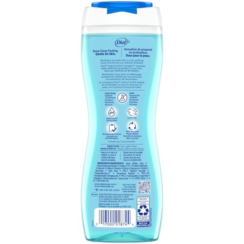 Dial Body Wash - Refresh & Renew Spring Water, 16 Fl Oz | Hydraclean Complex & Vitamin E, Gentle Formula