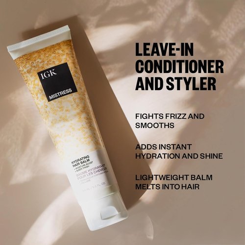 IGK Mistress Hydrating Hair Balm - Leave-In Conditioner & Smoothing Cream for Frizz Control | Vegan Coconut Oil Treatment